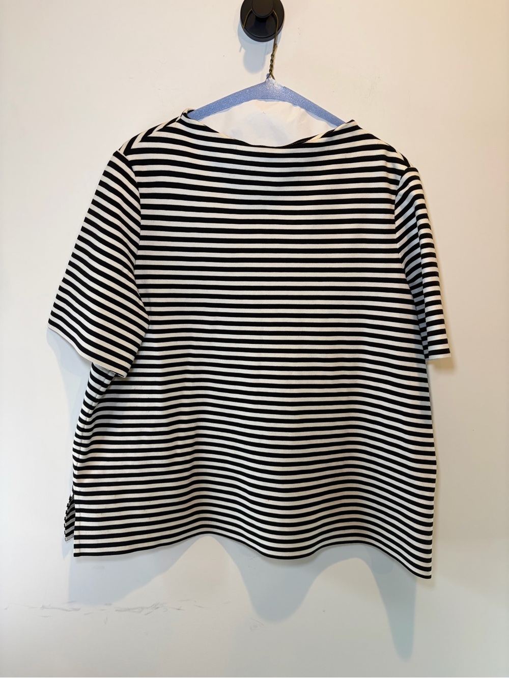 Lafayette 148 New York Black & White Striped Short Sleeve Top
